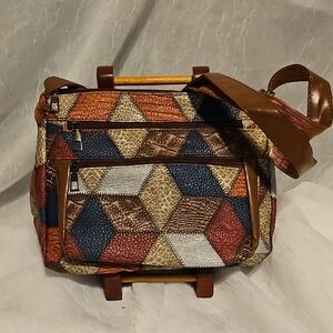 Geometric Patchwork Faux Leather Shoulder Bag